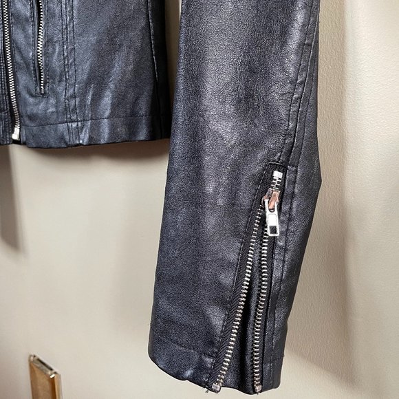 Faux Black Leather Jacket - Picture 4 of 8